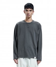 STITCHING LONG SLEEVE TEE dark gray