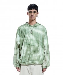 TIE-DYE MESH HOODIE green