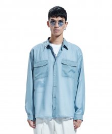 MINIMAL SILKY SHIRT sky blue