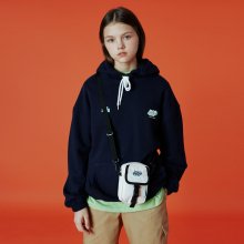 DOUBLE LABEL POINT HOODIE-NAVY