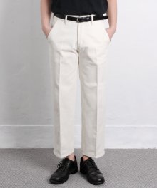Wide Crop Crease Cotton Pants [Cream]