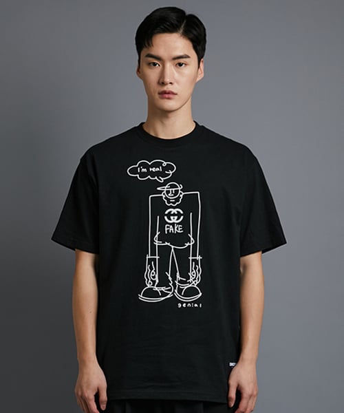 컨셉츄얼(conceptual) [컨셉츄얼X제니얼] 샤찌 반팔티_BLACK