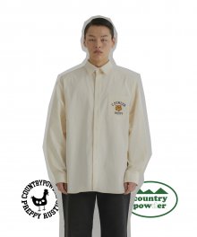 TIGER EMBROIDERED OVERSIZE SHIRTS (CREAM)