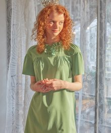 Button Point Mini Dress_ Green