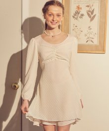 Chiffon Layered Mini Dress_ Ivory