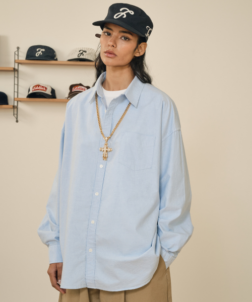 테이크이지(takeasy) 솔리드 옥스포드 오버셔츠(스카이블루)