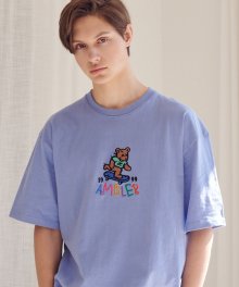 Skateboard Bear 오버핏 반팔 티셔츠 AS713 (blue)