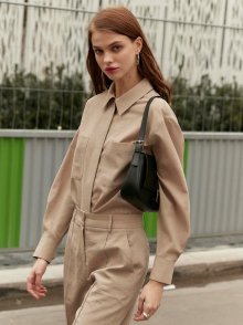 Oversized Stitched Shirt in Beige_VW0SB1060
