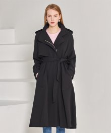 Epaulet zipper trench coat - black