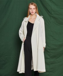 Epaulet zipper trench coat - white