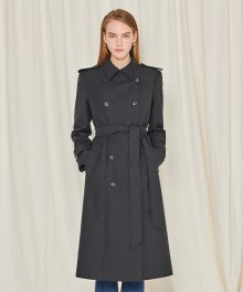 Long double trench coat - black