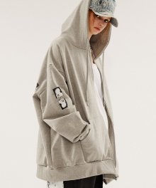 Signature Patch Details Logo Zip-up Hoodie - Grey