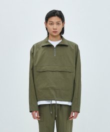 HALF ZIP UP ANORAK-OLIVE