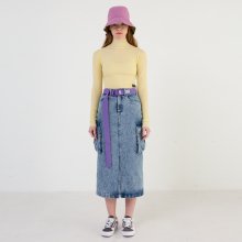 Pocket Denim Skirt [Ice blue]