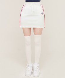 PIPING POINT TRACK SKIRT_white