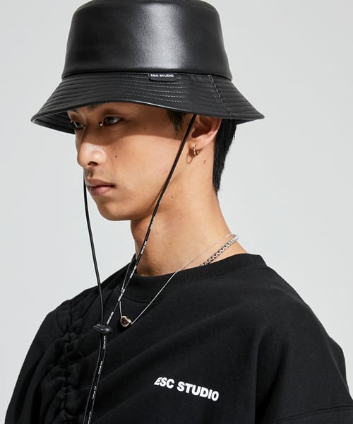 Mens leather best sale bucket hat