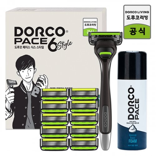 도루코(Dorco) 페이스6 스타일 면도기획세트 2호(면도기+면도날 총11입+74Ml 쉐이빙폼) - 41,900 | 무신사 스토어