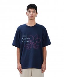 SPREAD FLOWER TEE navy