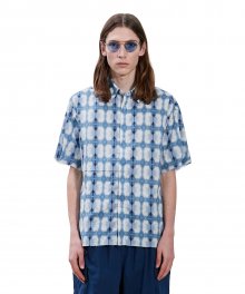 CUT-OFF SHORT SLEEVE SHIRT blue/white mariposa