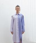 니어앤디어(NEAR&DEAR) 스트라이프 콤비네이션 셔츠 드레스