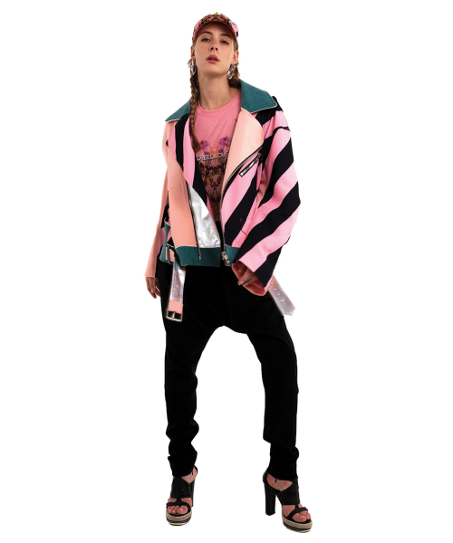 Куртка байкера в полоску Pink Black