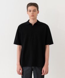 Pique Collar T-Shirt -BLACK