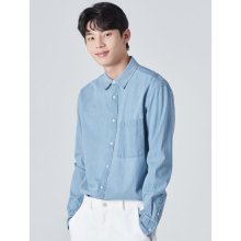 스카이 블루 포켓 루즈핏 데님 셔츠 (420364FP2Q)