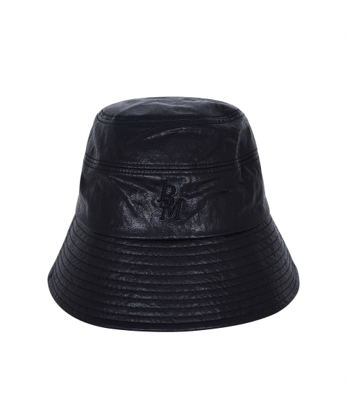 Black leather sales bucket hat