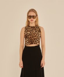 SLEEVELESS CROP T-SHIRT (BROWN)