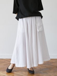 linen pocket skirt white