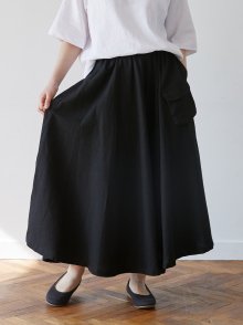 linen pocket skirt black