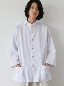 unisex linen straight pocket shirts white