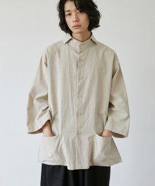 unisex linen straight pocket shirts beige