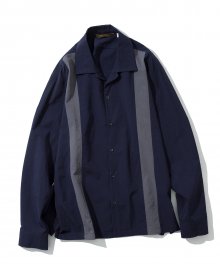 brick open collar shirts navy