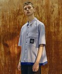 엔더즌(NDOZEN) 빅 포켓 오버핏 하프 셔츠 [Blue]