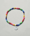 봉보(BONBEAU) Smile rainbow beads band bracelet 스마일코인 밴드형 비즈팔찌