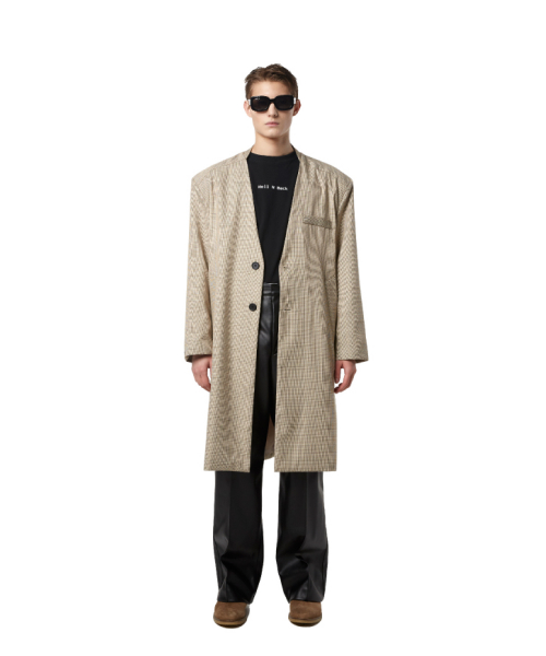 Checked Long Blazer