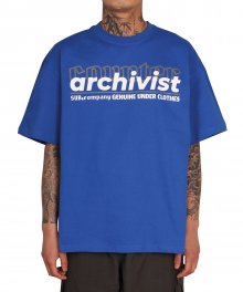 빅 로고 숏 슬리브 오버 티셔츠 400그램_블루