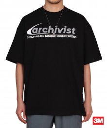 부메랑 로고 숏 슬리브 오버 티셔츠 400그램_블랙