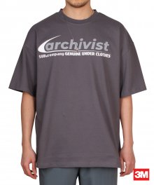 부메랑 로고 숏 슬리브 오버 티셔츠 400그램_차콜라인즈
