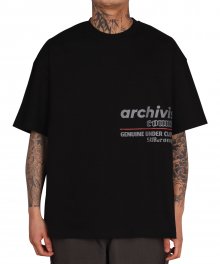 사이드 로고 숏 슬리브 오버 티셔츠 400그램_블랙