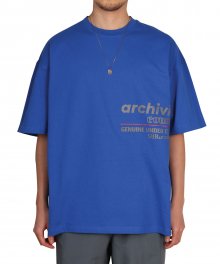 사이드 로고 숏 슬리브 오버 티셔츠 400그램_블루