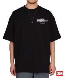 시그니처 로고 숏 슬리브 오버 티셔츠 400그램_블랙