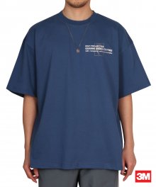 시그니처 로고 숏 슬리브 오버 티셔츠 400그램_몰디안블루