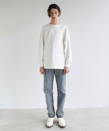 Bartack sweat shirt (Ivory) [Unisex]