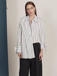 Overlap Stripe Shirt Blouse