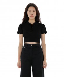 C KNITTED POLO TOP_BLACK