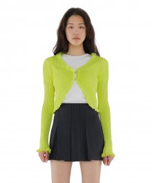 C RUFFLE HEM CARDIGAN_YELLOWISH GREEN