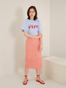 RED LEA GINGHAM CHECK SKIRT