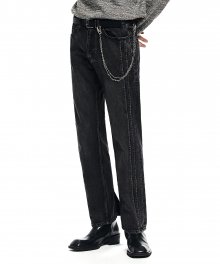 SIDE LAYERED DENIM TROUSERS